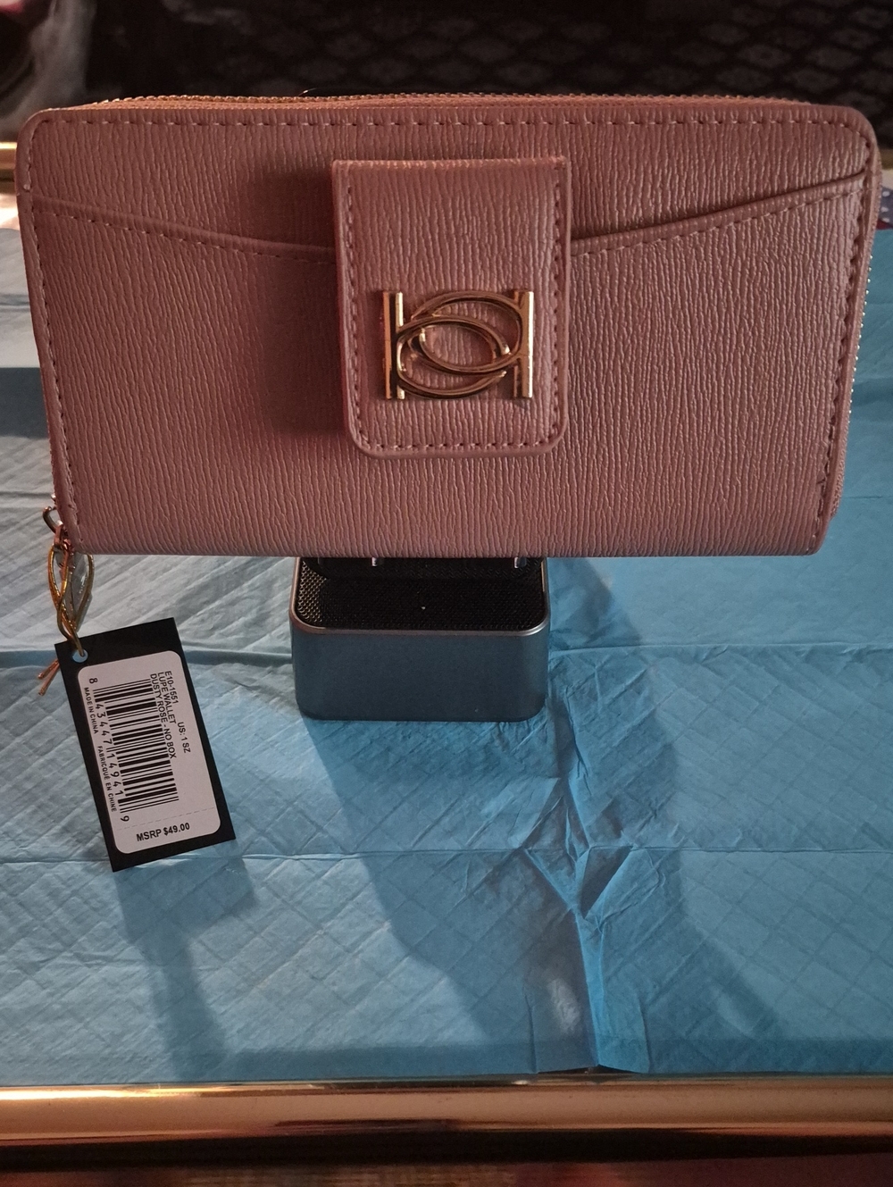 bebe , Blush Pink Women's Wallet Clutch with Gold Accent